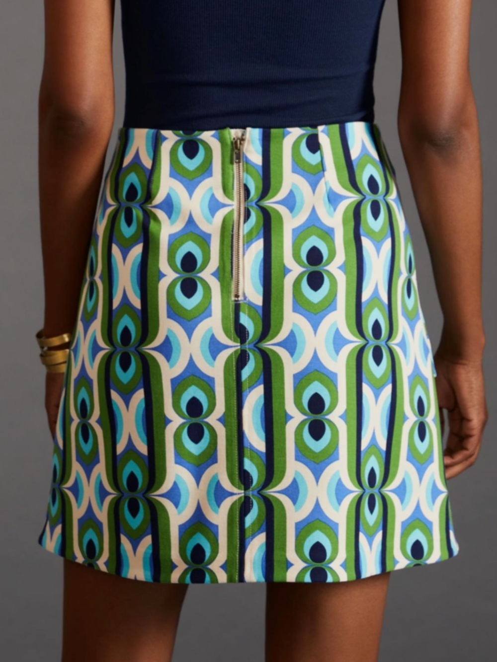 Anthropologie Green Blue Geometric‎ Mini Skirt